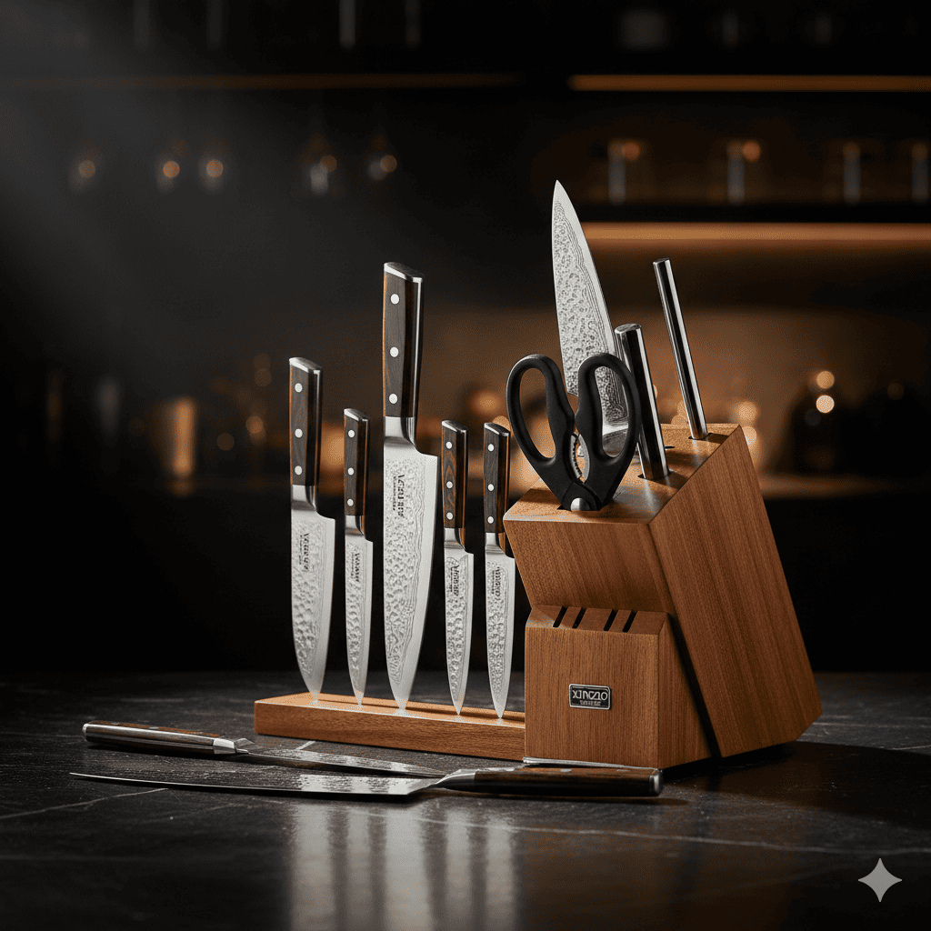 Set de cuchillos profesionales XINZUO Serie He acero de Damasco Ballanze
