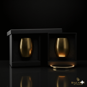 presentación estuche set de dos vasos oro técnico Ballanze Lumière