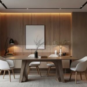 Mesa de comedor de diseño en madera con 6 sillas elegantes