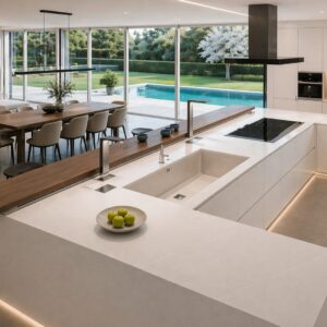 Cocina de Lujo Blanca con Isla Central