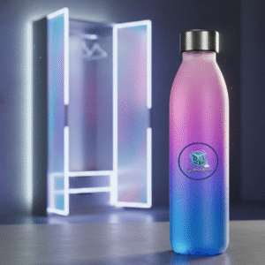 Botella de cristal esmerilado holográfica