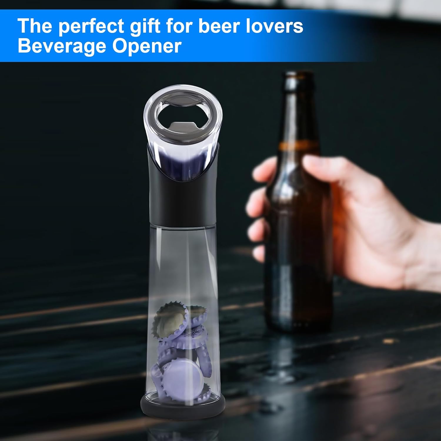 Abrebotellas con Recogedor de Chapas, Abridor de Botellas con Palanca, Regalo Hombre Práctico para Papá, Esposo y Amigos, Ideal para Cocina, Bar y Exteriores - Imagen 2